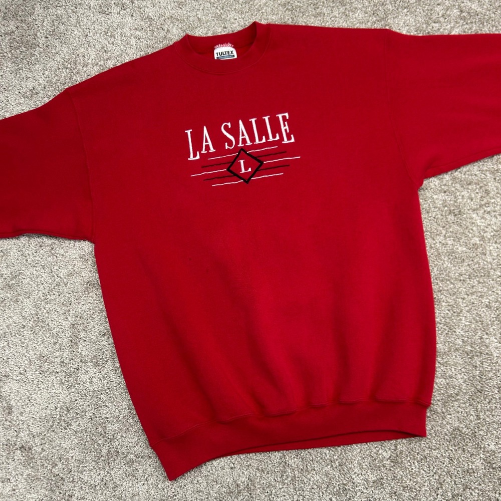 Vintage La Salle Crewneck Sweatshirt‎ Men Size XL Tultex Red 90s Sewn Spellout